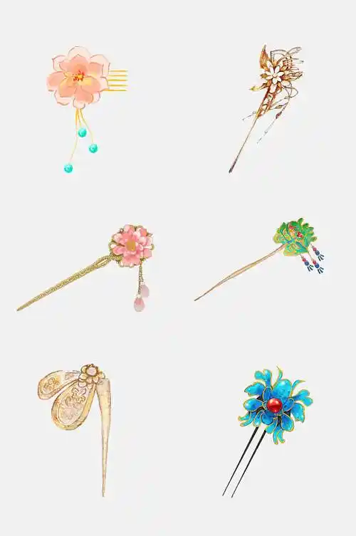 手绘古风配饰发簪免抠素材