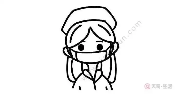 护士戴口罩简笔画带颜色