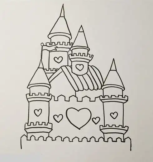 迪士尼城堡简笔画图片怎么画