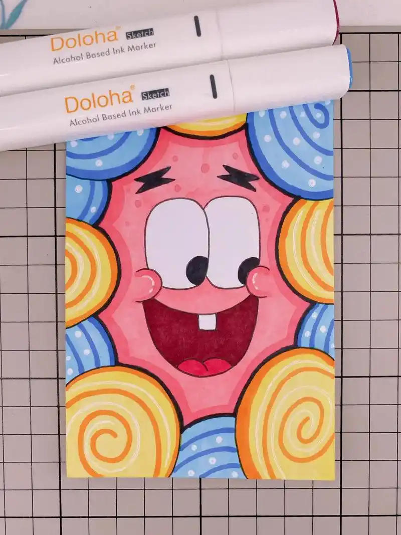 第286幅|派大星卡通画,简笔画.临摹:力桑 马克笔:多乐绘 - 抖音