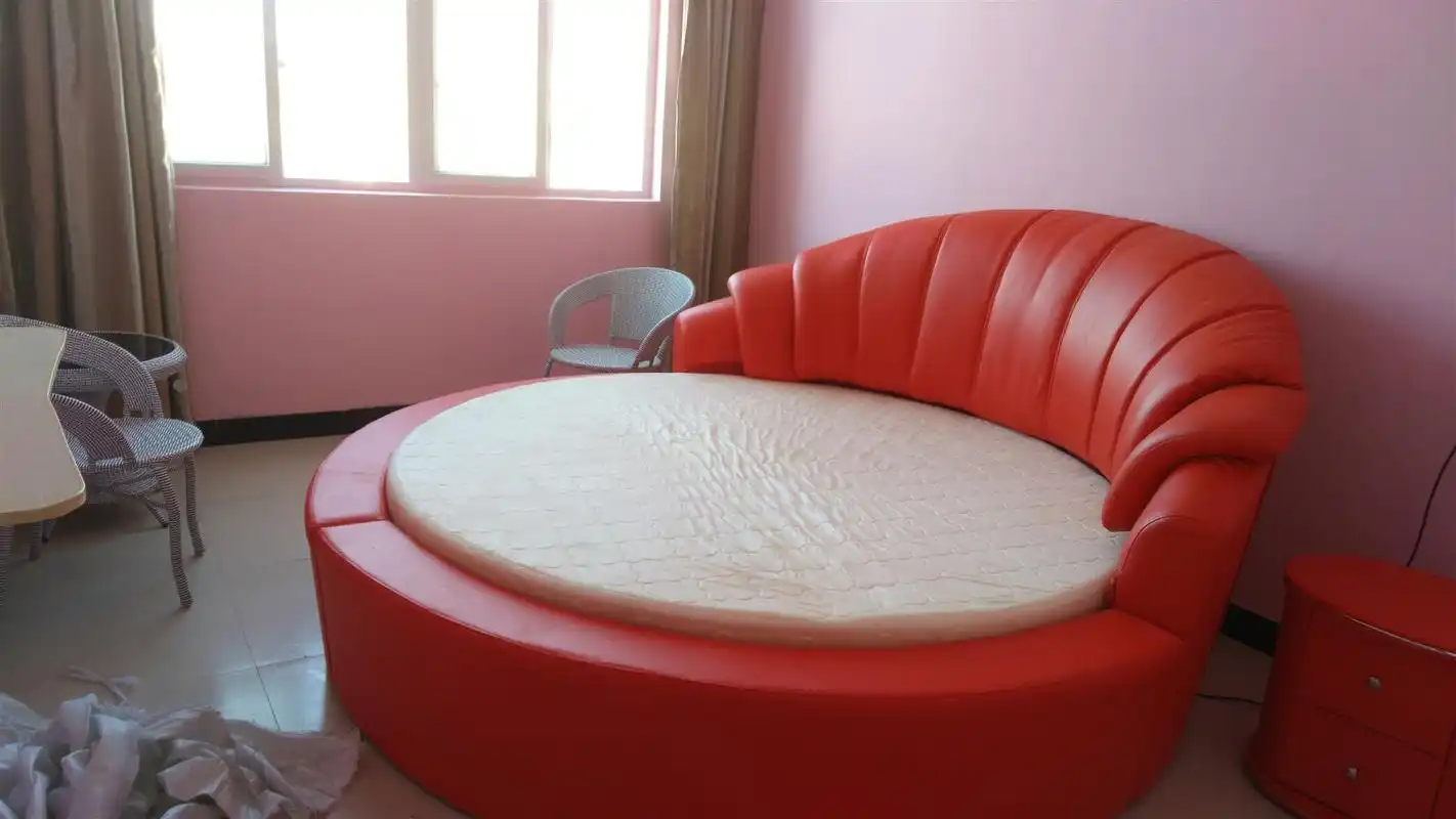 双人圆床郑州主题酒店情趣圆床厂家恒温水床垫酒店软包双人床