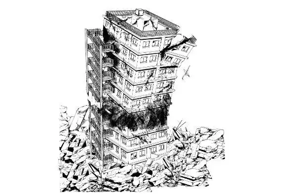 倒塌的楼房怎么画教你战损的楼房画法教程