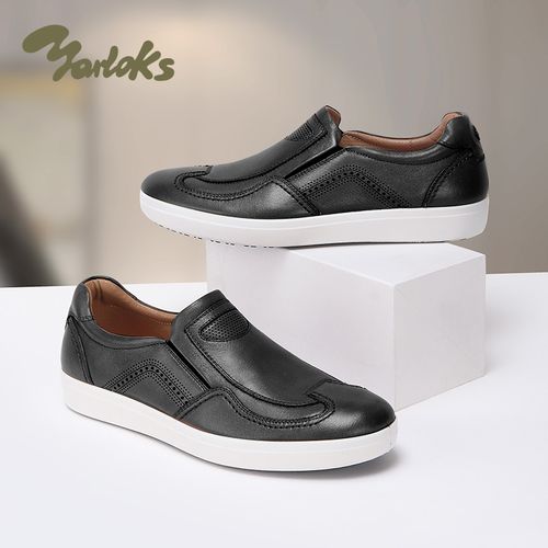 yarloks/雅乐士男鞋一脚蹬套脚牛皮休闲鞋懒人舒适单鞋 2212306