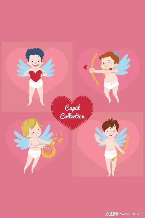 4款创意丘比特设计矢量素材