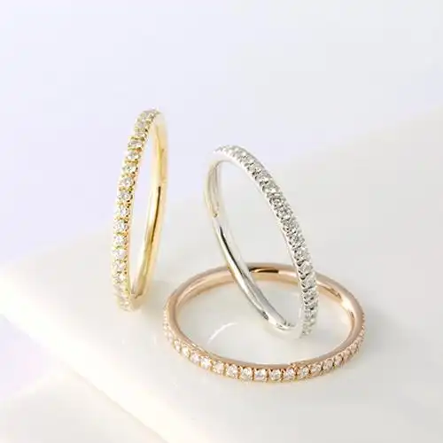 排钻戒指18k白金玫瑰金黄金排钻戒指女正品镶嵌钻石排戒钻戒定制