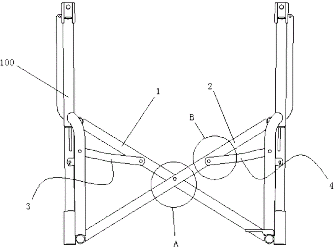 目的在于提供一种结构简单使用可靠,并且能够使轮椅机架横向折叠至更