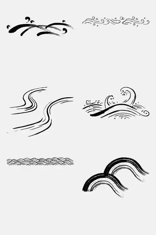 国潮中式水波海浪波纹免抠素材