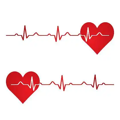 红色的心,与心电图上白-医疗设计