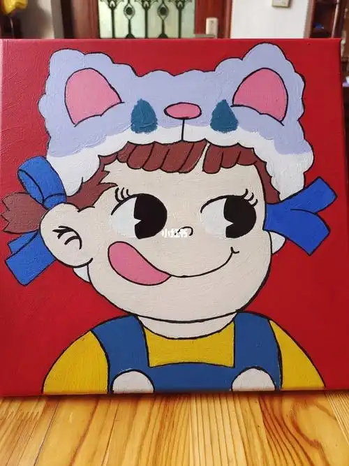 水粉画不二家可爱女孩