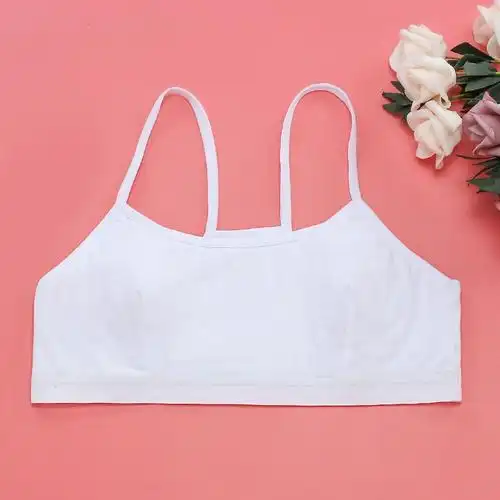 1218岁初高中学生无钢圈文胸小吊带大童育期纯棉内衣均码细肩带白色