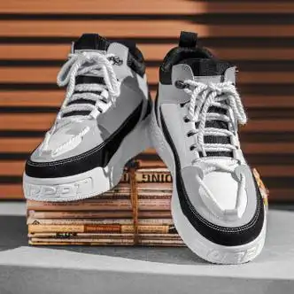 qihuang卡迪高官方男鞋春秋款中学生复古休闲板鞋男增高百搭小众设计