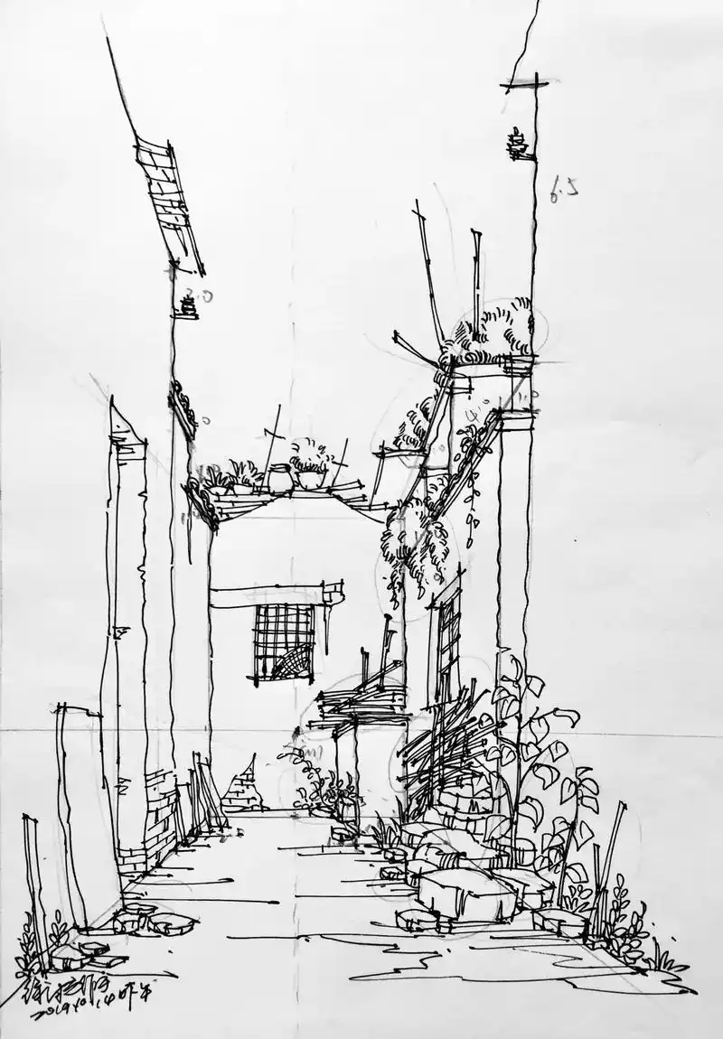 上热门 #建筑手绘 #设计师日常 #原创手绘 #钢笔画速写 - 抖音