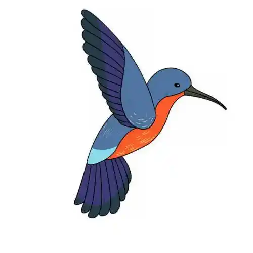 飞行中的卡通彩色蜂鸟小鸟771739png图片免抠素材