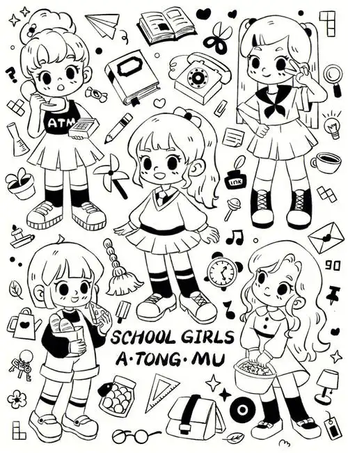 手帐贴纸照片转插画附照片儿插角色设计