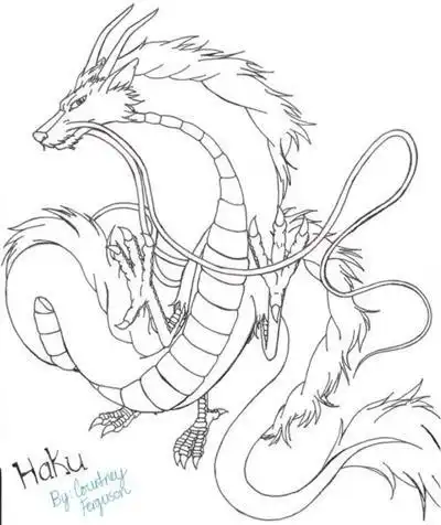 40张千与千寻中的黑白白龙纹身手稿