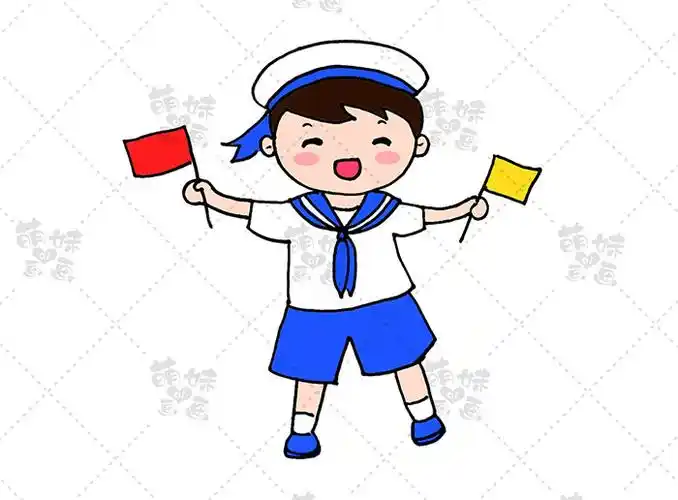 国庆学画人物卡通画,画在手抄报或是手账本上吧!