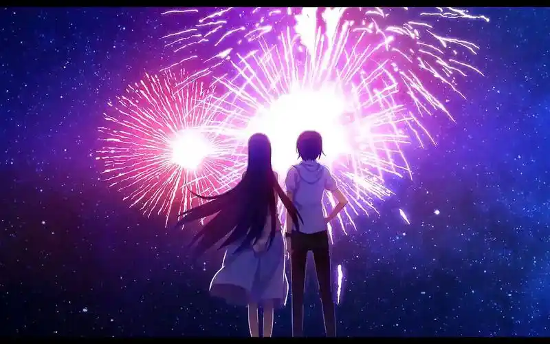 c642唯美浪漫梦幻烟花礼花夜色星空星星闪烁浪漫情侣情人情人节歌舞