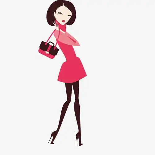 卡通提着包的女性人物免抠素材免费下载_觅元素51yuansu.com