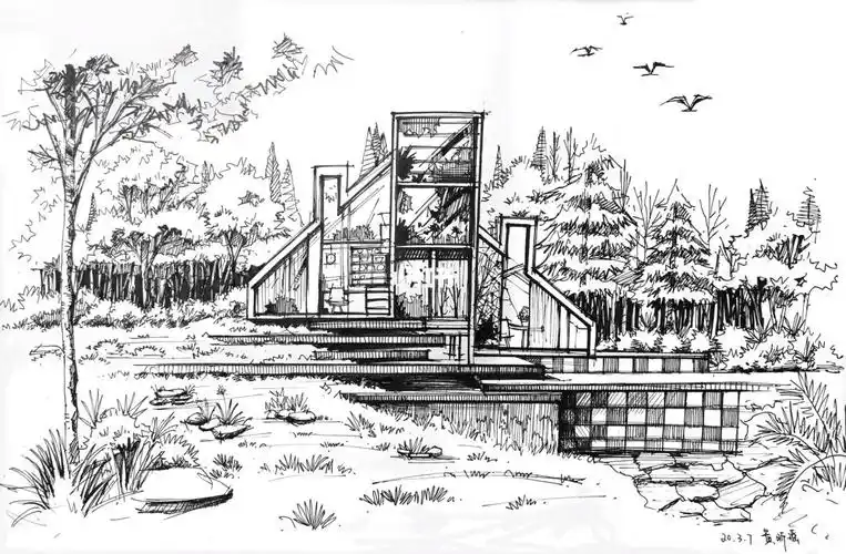 环境艺术设计手绘线稿写生作品分享