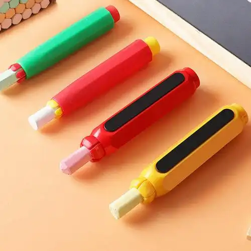 书写水溶性白色粉笔套教师儿童家用自动按动式无尘大号粉笔夹