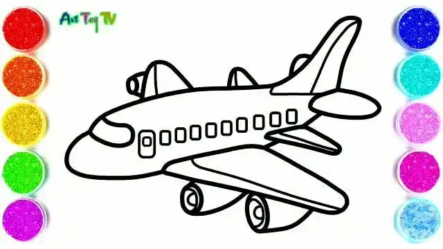幼儿绘画,给飞机涂上闪闪发光的颜色