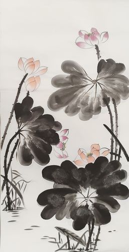 荷花水墨花鸟画国画作品客厅背景墙装饰挂画特价手工小品画e91-12