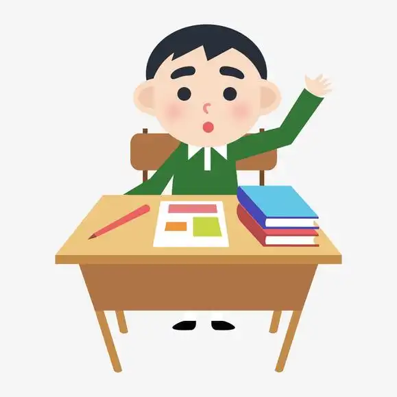 举手发言的卡通男学生
