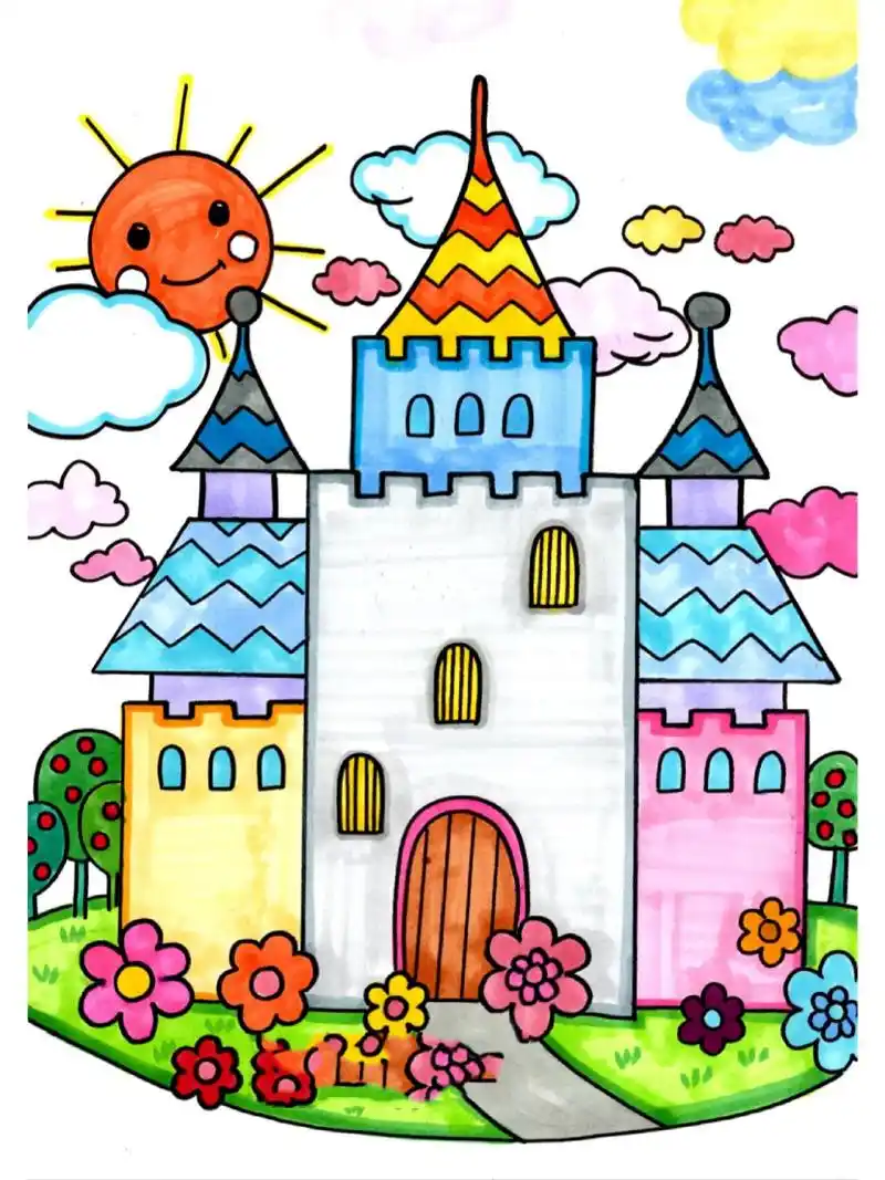 高清创意儿童画 卡通房子