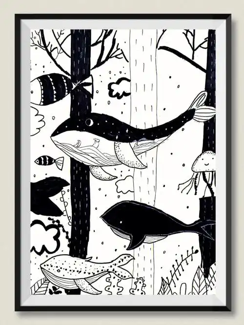 创意线描鲸鱼🐳