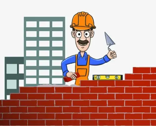 盖房子的瓦工工人