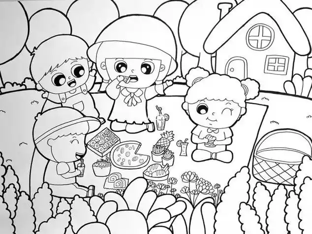 野餐郊游主题儿童简笔画野餐郊游简笔画幼师零食