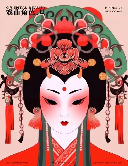 京剧旦角插画素材