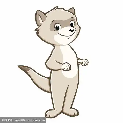 可爱的,卡通,雪貂,绘画插图,乱画