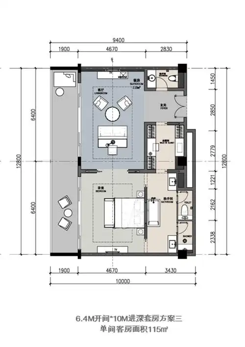 4m开间10m进深套房方案三_四川黄龙复华度假世界户型图-重庆搜狐焦点