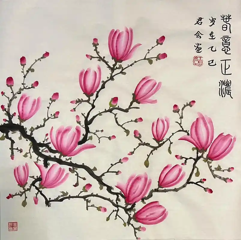 国画玉兰花:四尺斗方玉兰