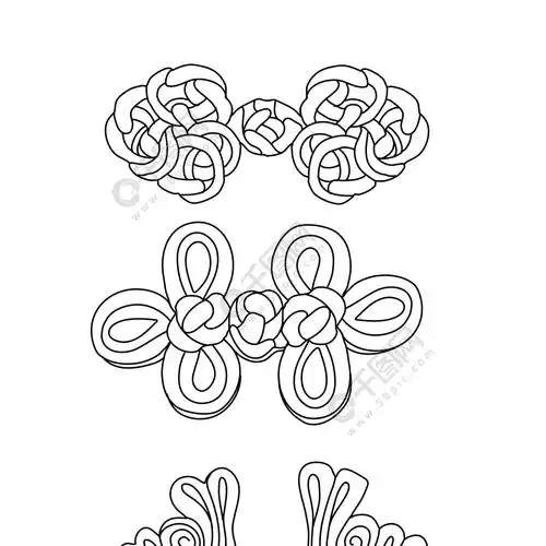 服装盘扣旗袍盘扣矢量图