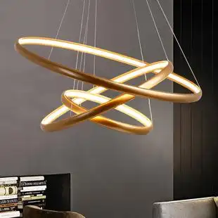 led亚克力铝材吊灯创意灯具北欧圆圈环形吊灯现代简约餐厅客厅