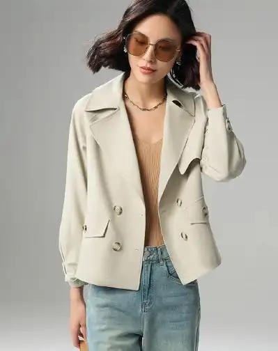 翻领中长款外套女款小个子2024春装新款风衣休闲百搭时尚女装