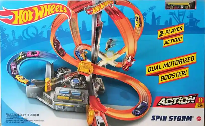 美泰风火轮轨道电动汽车玩具回旋赛道小跑车合金车男孩玩具cdl45