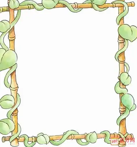 简单滕蔓花边边框简笔画绿色藤蔓简笔画边框