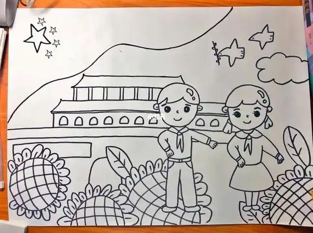 简笔画大全关于爱国的画怎么画简笔画教程绘画吧-画画国庆节大阅兵