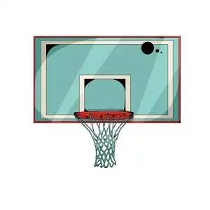 篮球板插画橘黄色篮球运动篮筐篮球框卡通卡通篮球框体育器材国际篮球