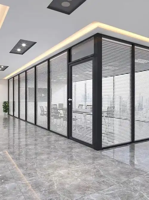 上海办公室玻璃隔断铝合金高隔断带百叶隔音钢化玻璃高隔间隔墙厂#玻