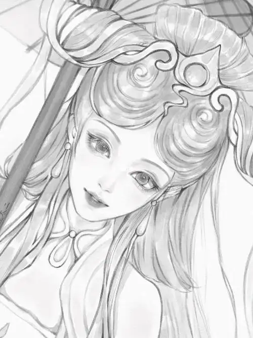 可爱cos的大乔#王者荣耀  #大乔  #大乔白蛇  #procreate绘画  #线稿