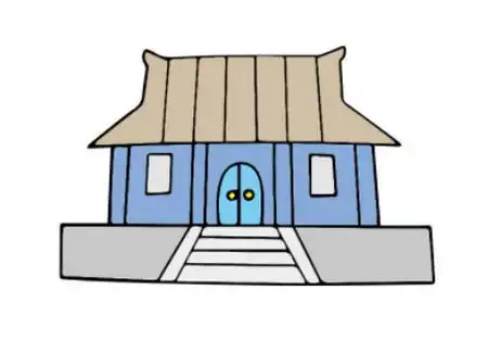 古代房子简笔画步骤图解 中级简笔画教程-第4张