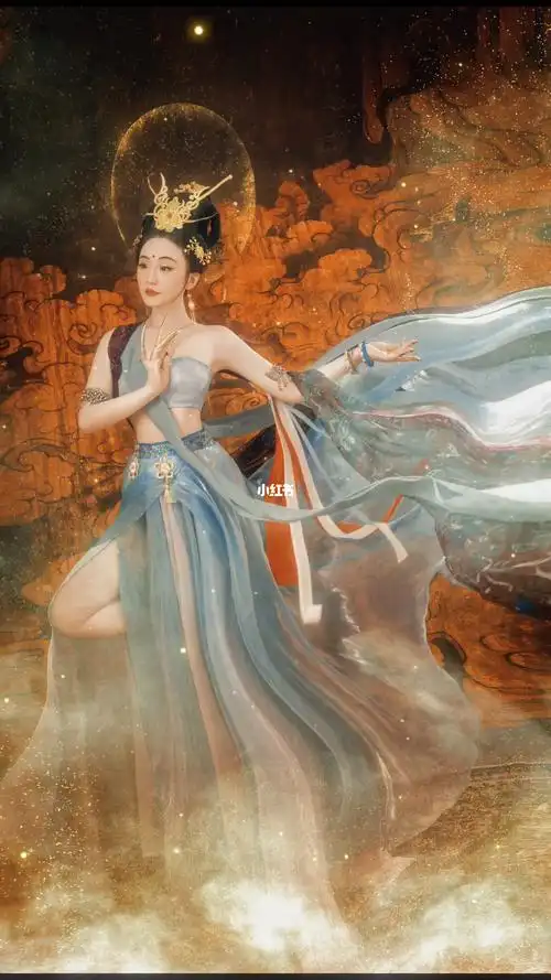 敦煌壁画风的飞天小姐姐客片100