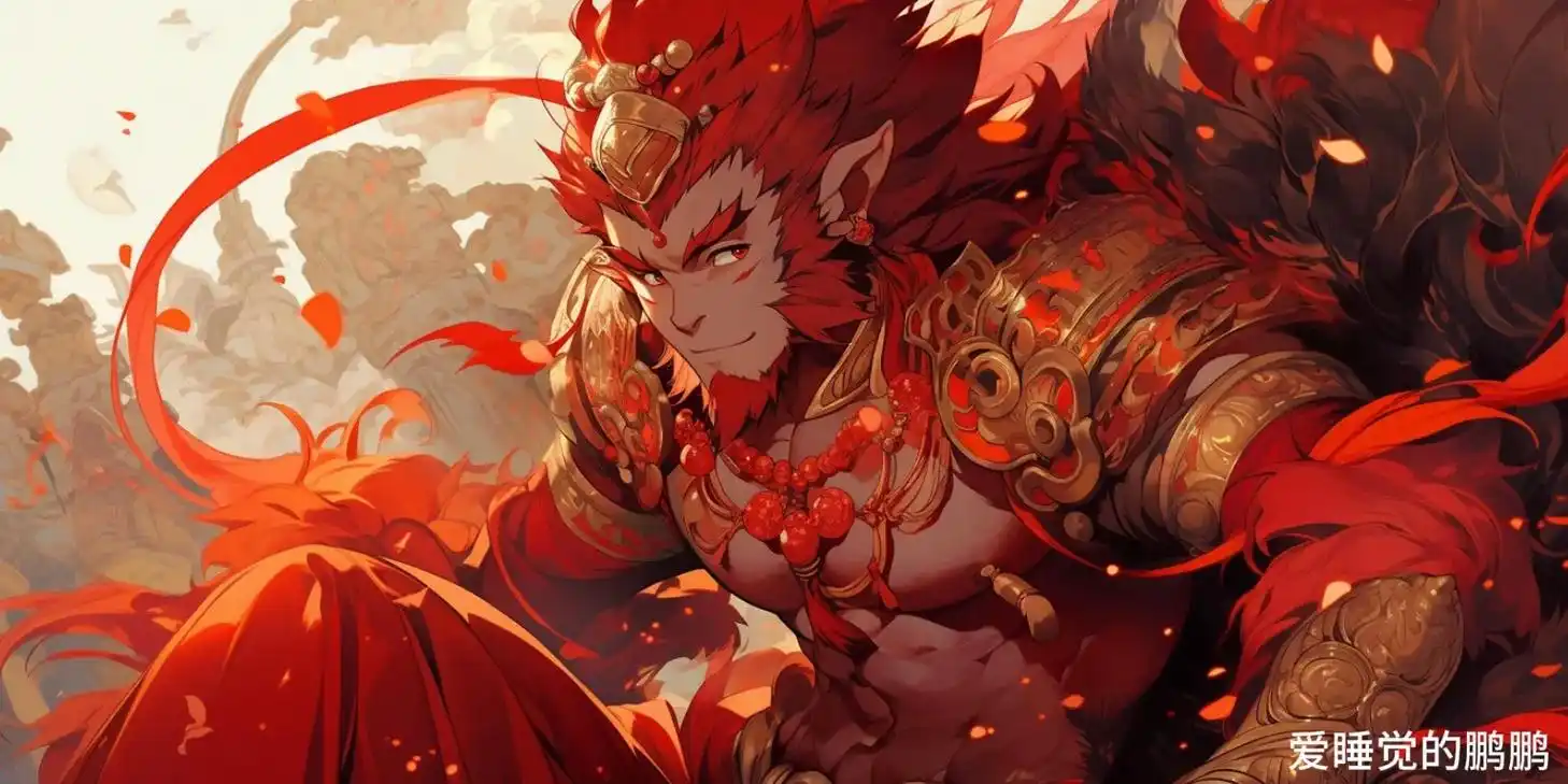 《大圣》#插画 #绘画 #齐天大圣#孙悟空#中国红 "大圣, - 抖音