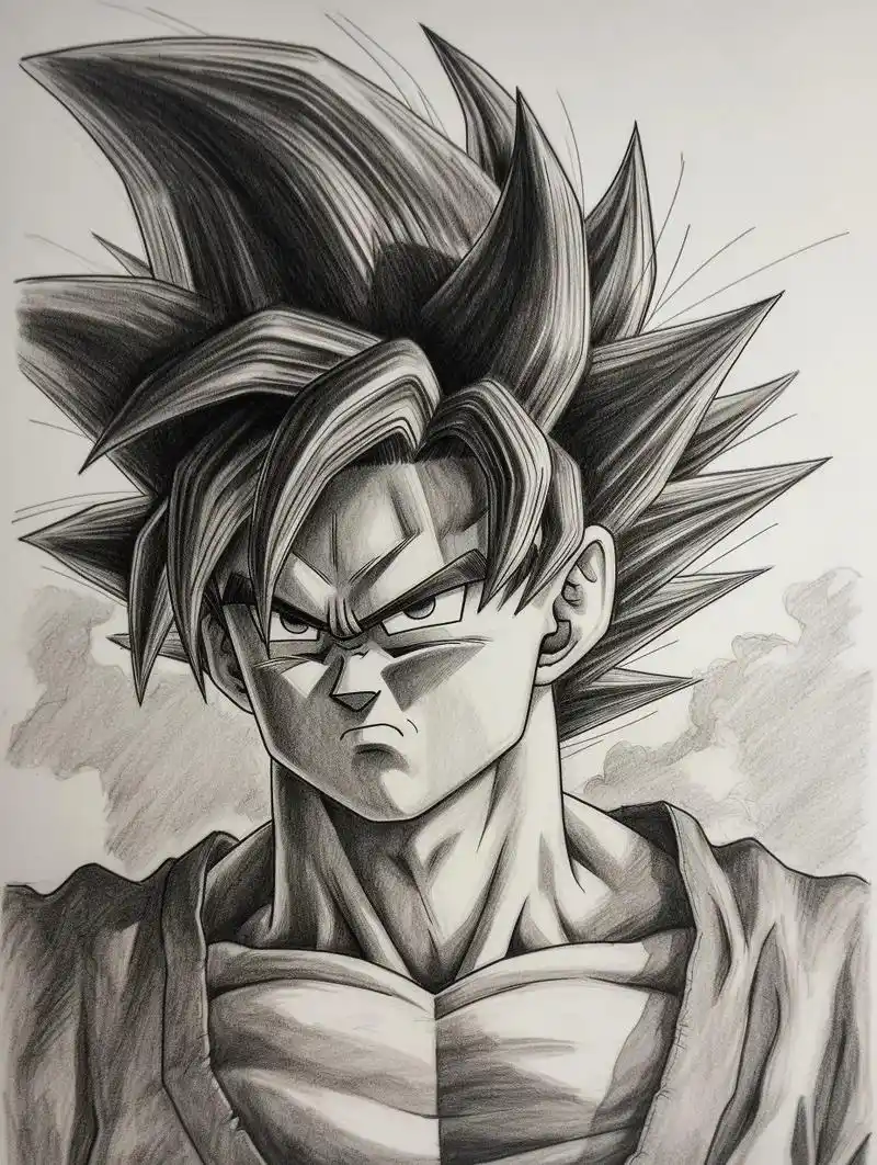 mj关键词龙珠铅笔素描 关键词:提示:龙珠,黑色铅笔草稿,细节较少,白色