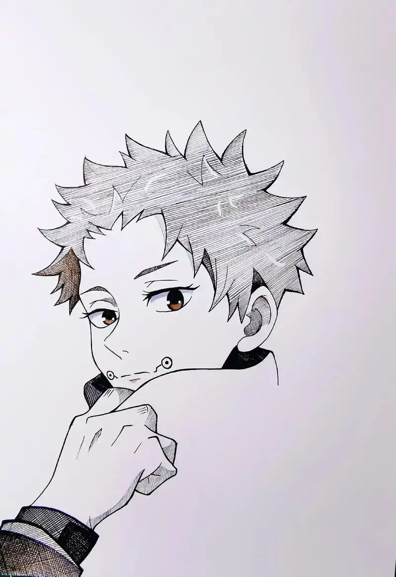 果然白头发的少年都很帅 #画画 #手绘 #咒术回战#狗卷棘  - 抖音