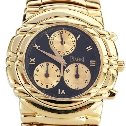 【9.5新】18k金伯爵石英男表